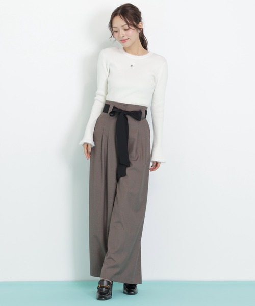 JILL by JILL STUART（ジルバイジルスチュアート）の「◇ビッグリボンワイドパンツ（その他パンツ・レディース・ブラウン/グレー・SMALL/MEDIUM）」の4枚目の写真