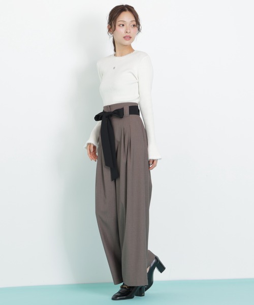 JILL by JILL STUART（ジルバイジルスチュアート）の「◇ビッグリボンワイドパンツ（その他パンツ・レディース・ブラウン/グレー・SMALL/MEDIUM）」の5枚目の写真