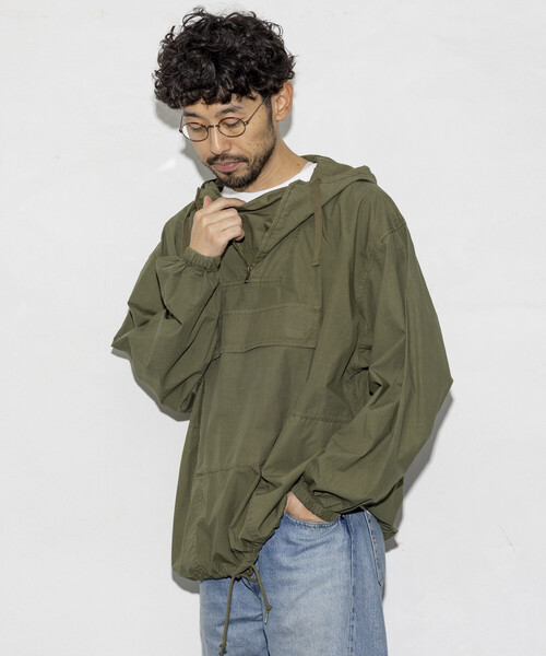 HINSON（ヒンソン）の「HINSON/ヒンソン 後染め ブロード アノラックパーカー/リラックスフィット（ブルゾン・メンズ・ブラック/オリーブ/ネイビー/オレンジ・MEDIUM/LARGE）」の9枚目の写真