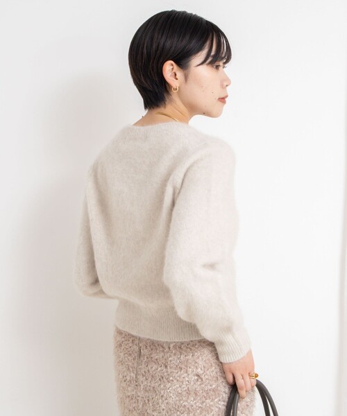 セール】ヘアリーメタル釦クルーネックカーディガン（カーディガン