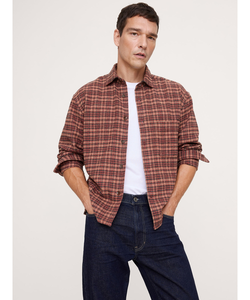 Banana Republic（バナナリパブリック）の「リラックスフィット フランネル オーバーシャツ（シャツ/ブラウス・メンズ・ネイビー/イエロー系その他/アイボリー/オリーブ/レッド系その他/バーガンディー・XL/L/M/S）」の6枚目の写真