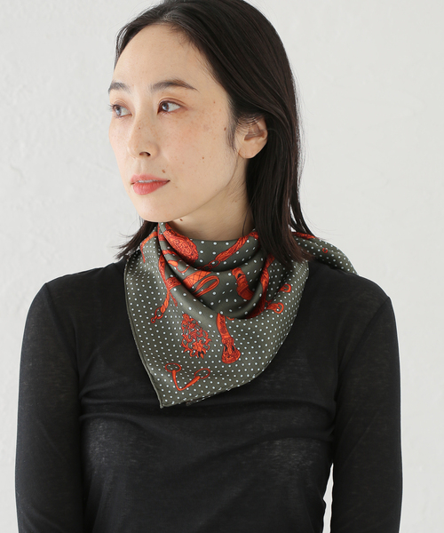 セール】manipuri/マニプリ シルクスカーフ 65*65 ドット（バンダナ