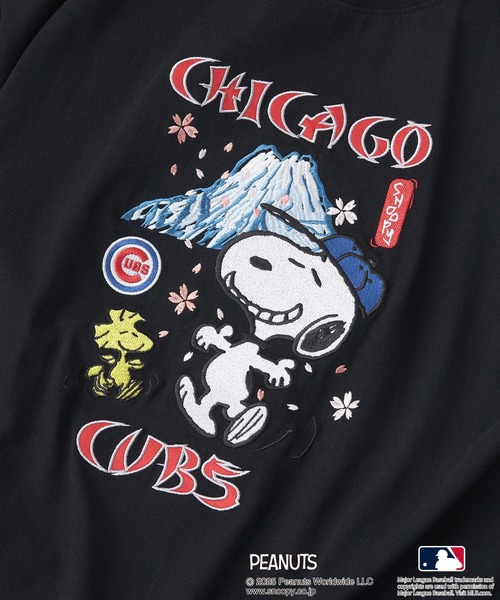 MLB(メジャーリーグベースボール)の「【PEANUTS×MLB】【限定・オリジナルデザイン】和柄Tシャツ 刺繍 ドジャース ヤンキース カブス スーベニア ドロップショルダー ユニセックス お土産(Tシャツ/カットソー・メンズ・ブラック系その他/ホワイト系その他2/ホワイト系その他3/ホワイト系その他/ブラック系その他2/ブラック系その他3・MEDIUM/LARGE/X-LARGE)」の8枚目の写真