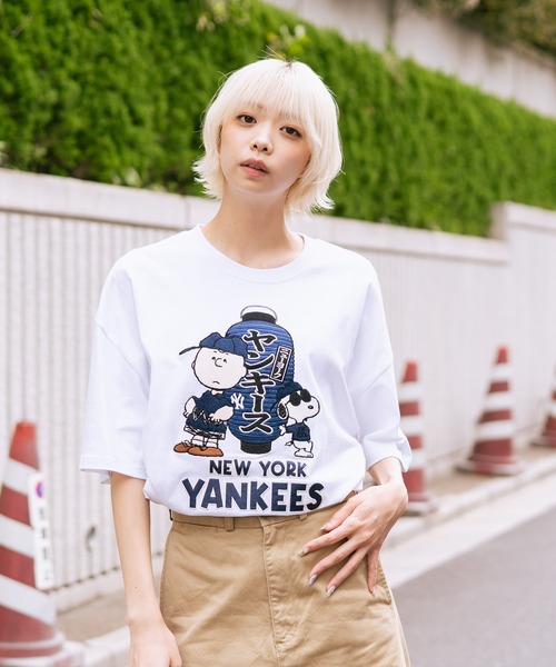 MLB(メジャーリーグベースボール)の「【PEANUTS×MLB】【限定・オリジナルデザイン】和柄Tシャツ 刺繍 ドジャース ヤンキース カブス スーベニア ドロップショルダー ユニセックス お土産(Tシャツ/カットソー・メンズ・ブラック系その他/ホワイト系その他2/ホワイト系その他3/ホワイト系その他/ブラック系その他2/ブラック系その他3・MEDIUM/LARGE/X-LARGE)」の22枚目の写真