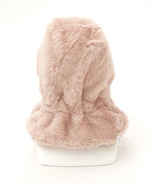 an meets zakka（アンミツザッカ）の「an meets zakka ショートファーツバ付きフーディーバラクラバ（ネックウォーマー/スヌード・レディース・ブラック/ホワイト/ピンク/グレー/ベージュ・FREE）」の7枚目の写真