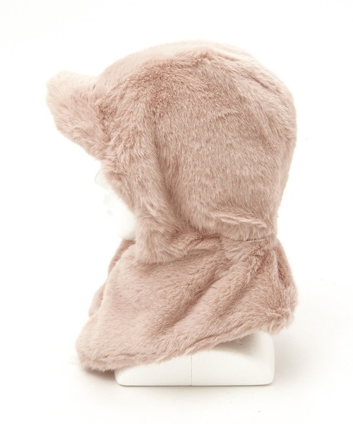 an meets zakka（アンミツザッカ）の「an meets zakka ショートファーツバ付きフーディーバラクラバ（ネックウォーマー/スヌード・レディース・ブラック/ホワイト/ピンク/グレー/ベージュ・FREE）」の8枚目の写真