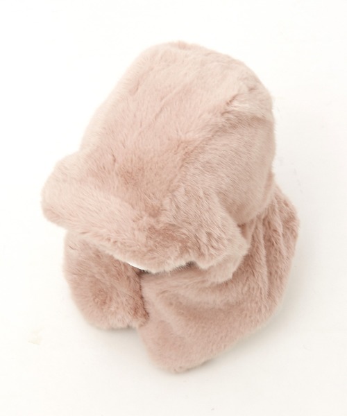 an meets zakka（アンミツザッカ）の「an meets zakka ショートファーツバ付きフーディーバラクラバ（ネックウォーマー/スヌード・レディース・ブラック/ホワイト/ピンク/グレー/ベージュ・FREE）」の9枚目の写真