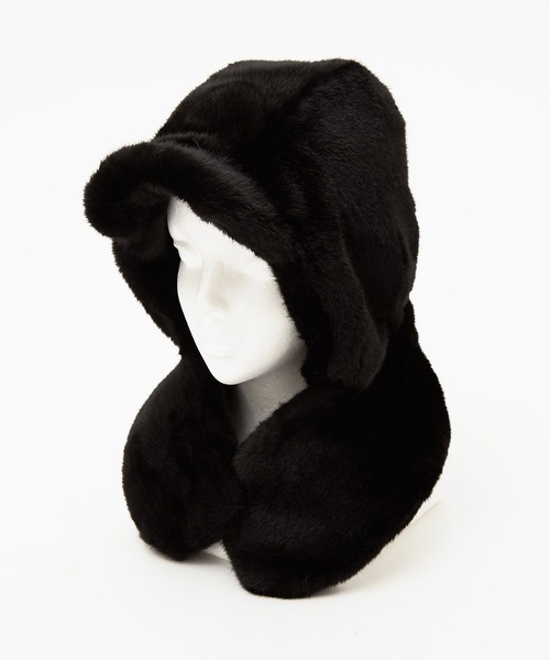 an meets zakka（アンミツザッカ）の「an meets zakka ショートファーツバ付きフーディーバラクラバ（ネックウォーマー/スヌード・レディース・ブラック/ホワイト/ピンク/グレー/ベージュ・FREE）」の17枚目の写真