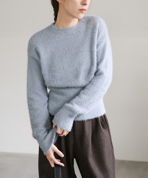 フェザーニットクルーネックトップス（ニット/セーター）｜select MOCA