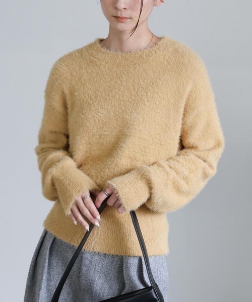 select MOCA(セレクトモカ)の「フェザーニットクルーネックトップス(ニット/セーター・レディース・ブラウン/グレイッシュベージュ/ブルーグレー/チャコールグレー・FREE)」の9枚目の写真