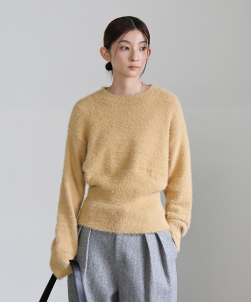 select MOCA(セレクトモカ)の「フェザーニットクルーネックトップス(ニット/セーター・レディース・ブラウン/グレイッシュベージュ/ブルーグレー/チャコールグレー・FREE)」の13枚目の写真