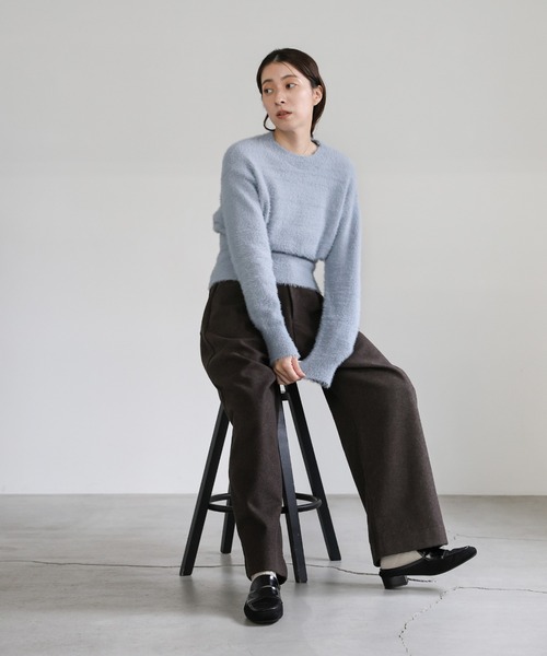 select MOCA(セレクトモカ)の「フェザーニットクルーネックトップス(ニット/セーター・レディース・ブラウン/グレイッシュベージュ/ブルーグレー/チャコールグレー・FREE)」の20枚目の写真