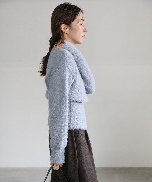 select MOCA(セレクトモカ)の「フェザーニットクルーネックトップス(ニット/セーター・レディース・ブラウン/グレイッシュベージュ/ブルーグレー/チャコールグレー・FREE)」の19枚目の写真