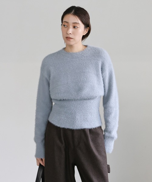 select MOCA(セレクトモカ)の「フェザーニットクルーネックトップス(ニット/セーター・レディース・ブラウン/グレイッシュベージュ/ブルーグレー/チャコールグレー・FREE)」の21枚目の写真