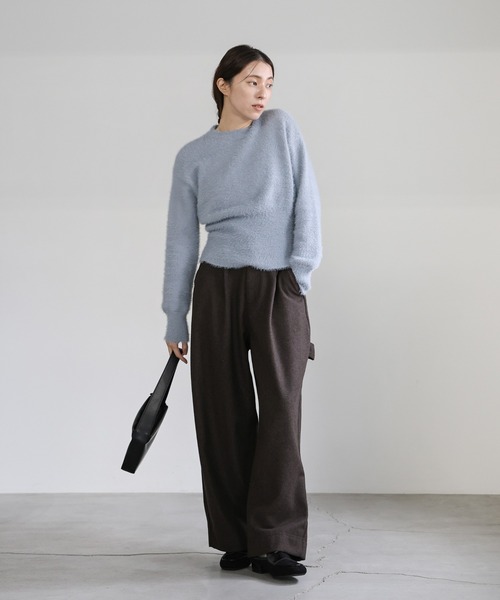 select MOCA(セレクトモカ)の「フェザーニットクルーネックトップス(ニット/セーター・レディース・ブラウン/グレイッシュベージュ/ブルーグレー/チャコールグレー・FREE)」の6枚目の写真