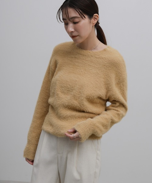 select MOCA(セレクトモカ)の「フェザーニットクルーネックトップス(ニット/セーター・レディース・ブラウン/グレイッシュベージュ/ブルーグレー/チャコールグレー・FREE)」の18枚目の写真