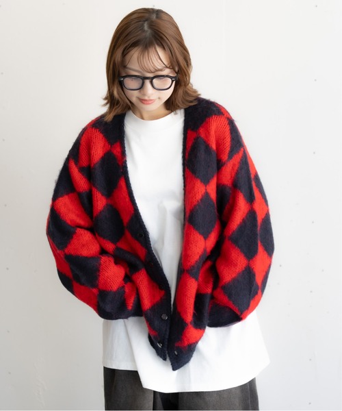 bbO shaggy mohair knitted cardigan — агайруй/дайя/чек цвета (кардиган)