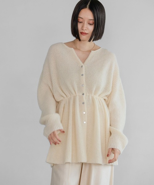 A part by（アパートバイ）の「【WEB限定追加生産】モヘヤドロストカーディガン≪追加1≫（カーディガン/ボレロ・レディース・チャコールグレー/オフホワイト/ライトブルー・FREE）」の2枚目の写真