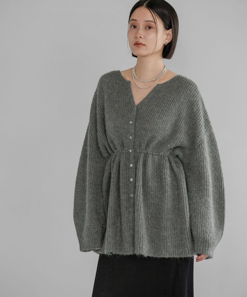 A part by（アパートバイ）の「【WEB限定追加生産】モヘヤドロストカーディガン≪追加1≫（カーディガン/ボレロ・レディース・チャコールグレー/オフホワイト/ライトブルー・FREE）」の3枚目の写真