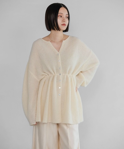 A part by（アパートバイ）の「【WEB限定追加生産】モヘヤドロストカーディガン≪追加1≫（カーディガン/ボレロ・レディース・チャコールグレー/オフホワイト/ライトブルー・FREE）」の11枚目の写真