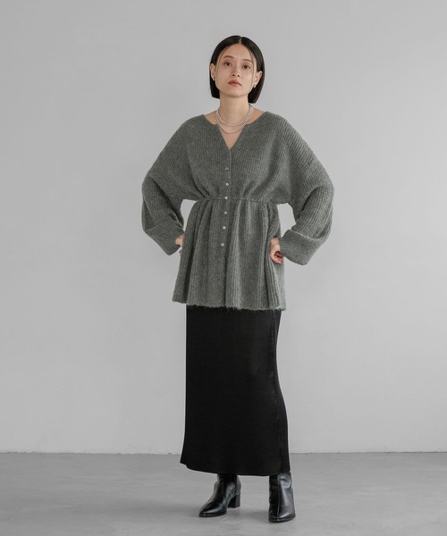 A part by（アパートバイ）の「【WEB限定追加生産】モヘヤドロストカーディガン≪追加1≫（カーディガン/ボレロ・レディース・チャコールグレー/オフホワイト/ライトブルー・FREE）」の13枚目の写真