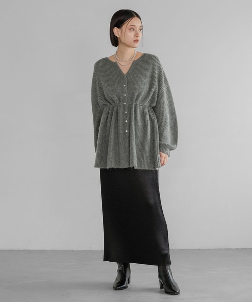 A part by（アパートバイ）の「【WEB限定追加生産】モヘヤドロストカーディガン≪追加1≫（カーディガン/ボレロ・レディース・チャコールグレー/オフホワイト/ライトブルー・FREE）」の15枚目の写真