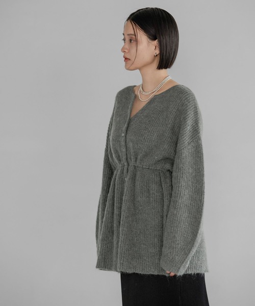 A part by（アパートバイ）の「【WEB限定追加生産】モヘヤドロストカーディガン≪追加1≫（カーディガン/ボレロ・レディース・チャコールグレー/オフホワイト/ライトブルー・FREE）」の17枚目の写真