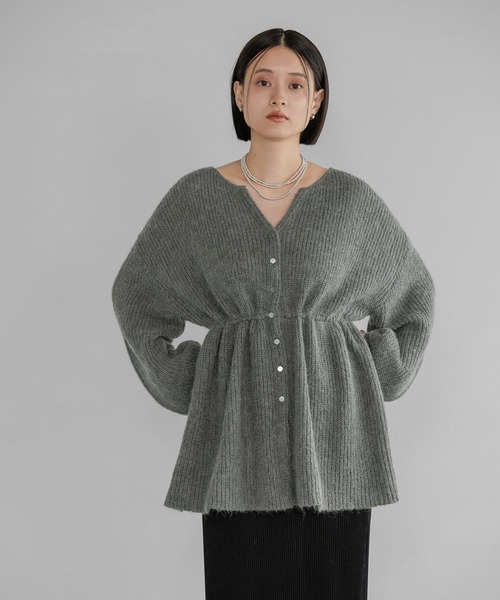 A part by（アパートバイ）の「【WEB限定追加生産】モヘヤドロストカーディガン≪追加1≫（カーディガン/ボレロ・レディース・チャコールグレー/オフホワイト/ライトブルー・FREE）」の18枚目の写真