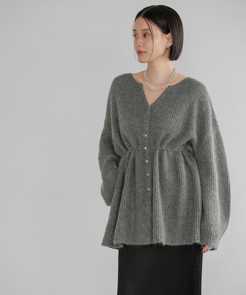 A part by（アパートバイ）の「【WEB限定追加生産】モヘヤドロストカーディガン≪追加1≫（カーディガン/ボレロ・レディース・チャコールグレー/オフホワイト/ライトブルー・FREE）」の19枚目の写真