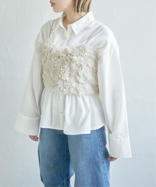 notch.(ノッチ)の「フェイクファービスチェ(キャミソール・レディース・オフホワイト/チャコール/モカ・M)」の13枚目の写真