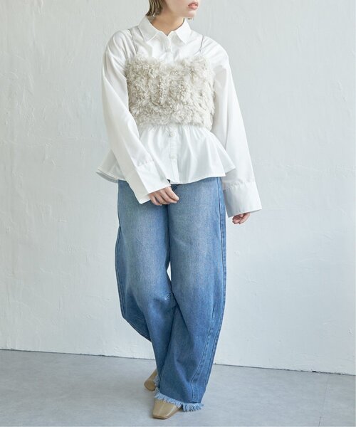 notch.(ノッチ)の「フェイクファービスチェ(キャミソール・レディース・オフホワイト/チャコール/モカ・M)」の16枚目の写真