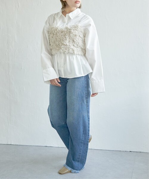 notch.(ノッチ)の「フェイクファービスチェ(キャミソール・レディース・オフホワイト/チャコール/モカ・M)」の18枚目の写真