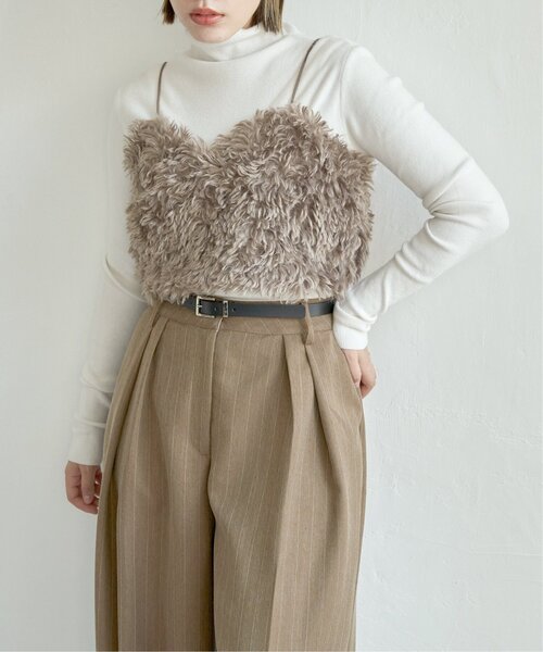 notch.(ノッチ)の「フェイクファービスチェ(キャミソール・レディース・オフホワイト/チャコール/モカ・M)」の20枚目の写真