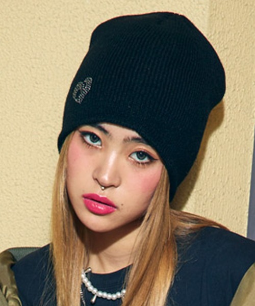 ANAP（アナップ）の「ハート ラインストーン ビーニー（ニットキャップ/ビーニー・レディース・グレー/ブラック・F）」の3枚目の写真