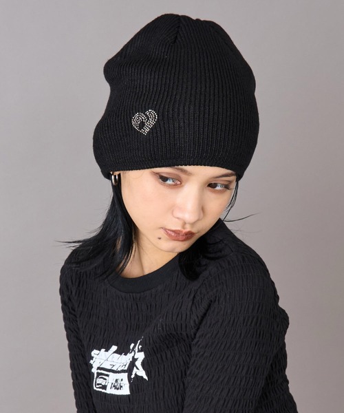 ANAP（アナップ）の「ハート ラインストーン ビーニー（ニットキャップ/ビーニー・レディース・グレー/ブラック・F）」の5枚目の写真