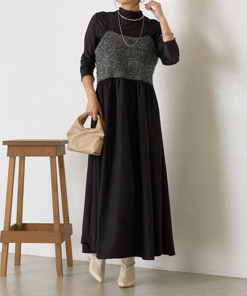 Jena espace merveilleux(ジェナ エスパスメルヴェイユ)の「シアーセットラメシャギーワンピース(ワンピース・レディース・ブラック/シルバー・FREE)」の22枚目の写真