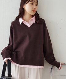 DISCOAT | 【簡単におしゃれが叶う♪】シャツレイヤードプルオーバー(ニット/セーター)