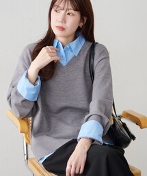 シャツレイヤードプルオーバー