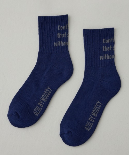 AZUL by moussy（アズールバイマウジー）の「メッセージミドルソックス（ソックス/靴下・メンズ・ネイビー/ホワイト/グレー/ブラック・FREE）」の4枚目の写真