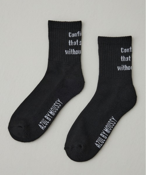 AZUL by moussy（アズールバイマウジー）の「メッセージミドルソックス（ソックス/靴下・メンズ・ネイビー/ホワイト/グレー/ブラック・FREE）」の2枚目の写真