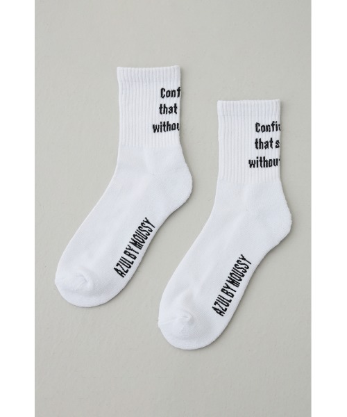 AZUL by moussy（アズールバイマウジー）の「メッセージミドルソックス（ソックス/靴下・メンズ・ネイビー/ホワイト/グレー/ブラック・FREE）」の5枚目の写真