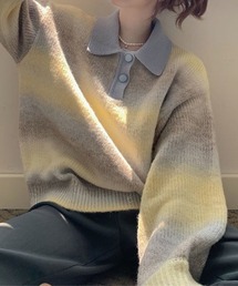 CADBURY | 衿付ｸﾞﾗﾃﾞｰｼｮﾝﾎﾞｰﾀﾞｰﾆｯﾄ(ニット/セーター)