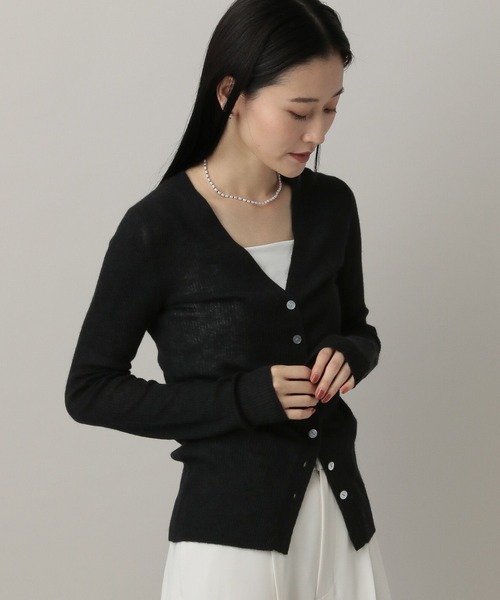 A part by（アパートバイ）の「clairBABYアルパカカーディガン（カーディガン/ボレロ・レディース・ライトグレー/ブラック・FREE）」の9枚目の写真