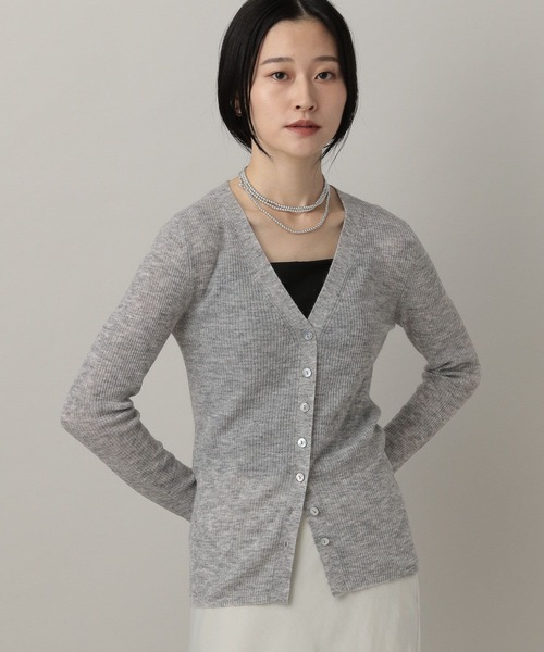 A part by（アパートバイ）の「clairBABYアルパカカーディガン（カーディガン/ボレロ・レディース・ライトグレー/ブラック・FREE）」の5枚目の写真