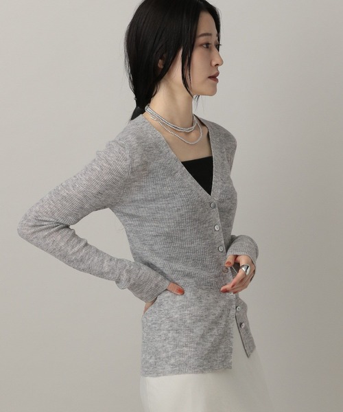 A part by（アパートバイ）の「clairBABYアルパカカーディガン（カーディガン/ボレロ・レディース・ライトグレー/ブラック・FREE）」の6枚目の写真