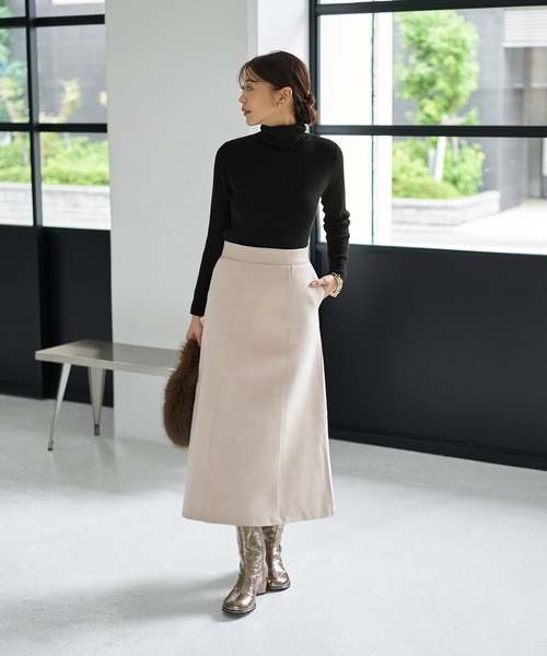 STYLE DELI(スタイルデリ)の「カシミヤ混リブタートルニットトップス(ニット/セーター・レディース・アイボリー/ブラック/ベージュ・MEDIUM)」の8枚目の写真