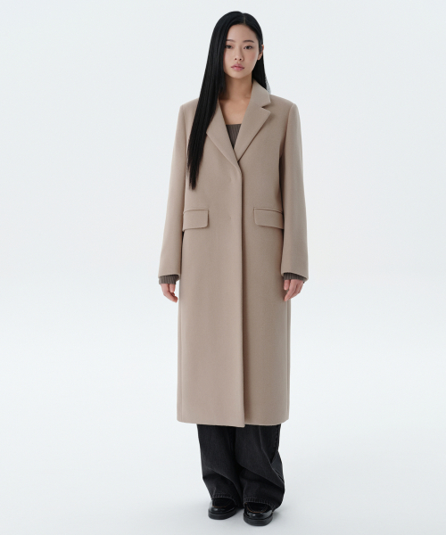 ★新品タグあり★Beige.オーバーサイズチェスターコート Maizeベイジ レディースカシミアブレンドチェスターロングコート【ベージュ