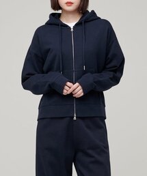 レディースフード付きスウェットジップアップ[ネイビー]