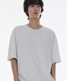 [クールタンダード] オーバーサイズクルーネックTシャツ [メランジライトグレー]