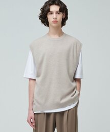ラムズウールクルーネックニットベスト【きのこ】